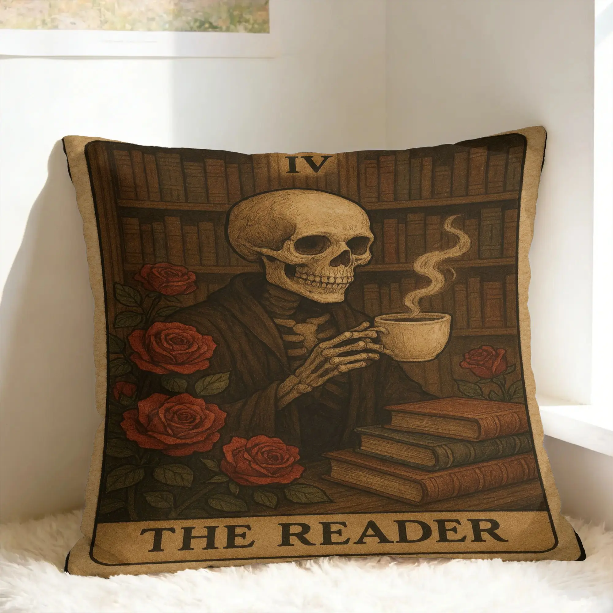 Pillow Case Introvert Skeleton Halloween Square  Pillow Cover For Living Room Chair Kawaii Pillowcases