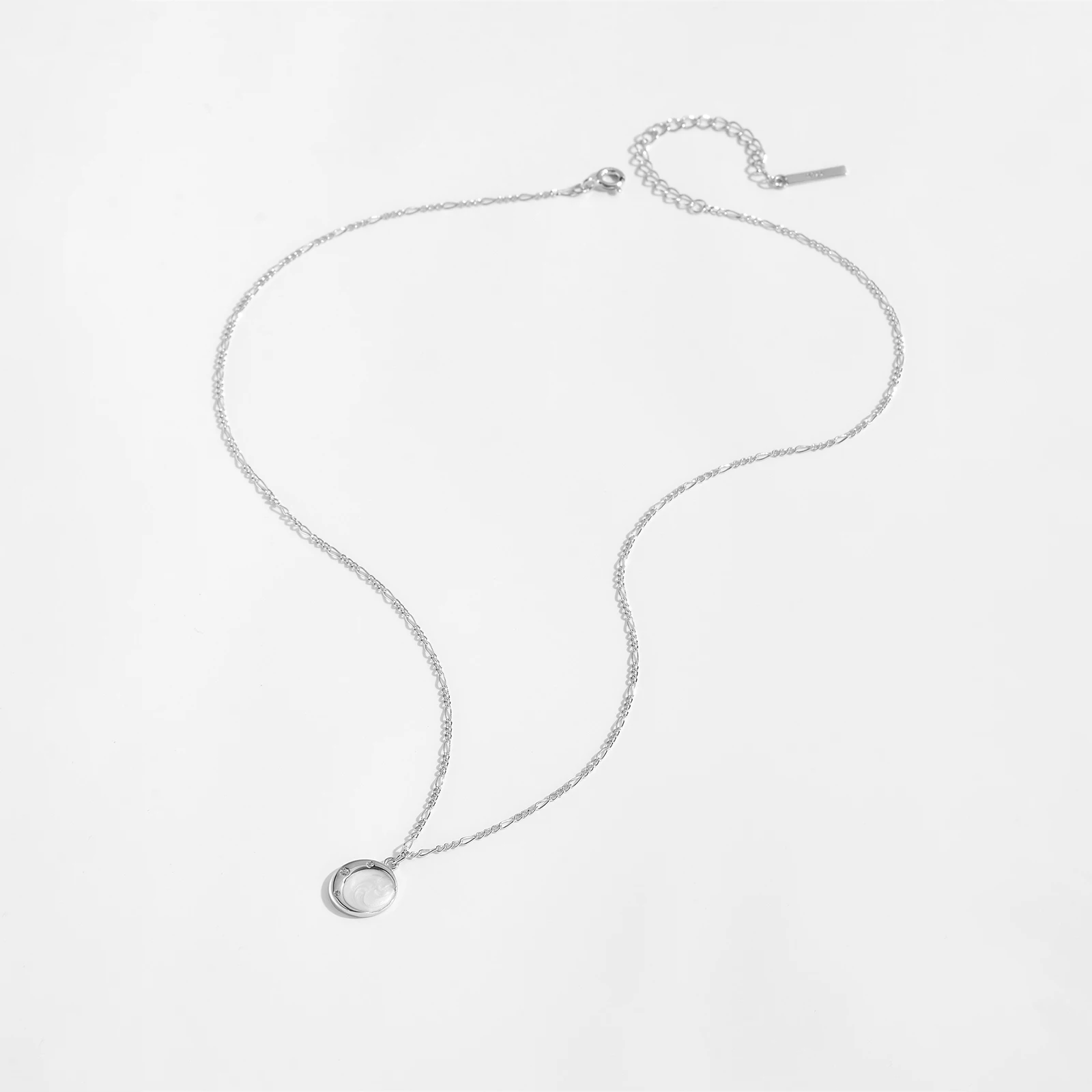 ANDYWEN New 925 Sterling Silver Circle Pendant Crescent Moon Long Chain Necklace CZ Zircon Women Dainty Luxury Fine Jewelry Gift