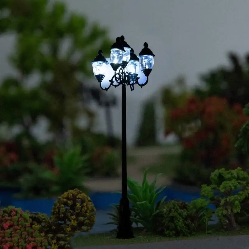 1/87 Street Light Micro Post Lights Dollhouse Garden Five-Head Lamp Kid’s Interactive DIY 3V/12V Adjustable Height