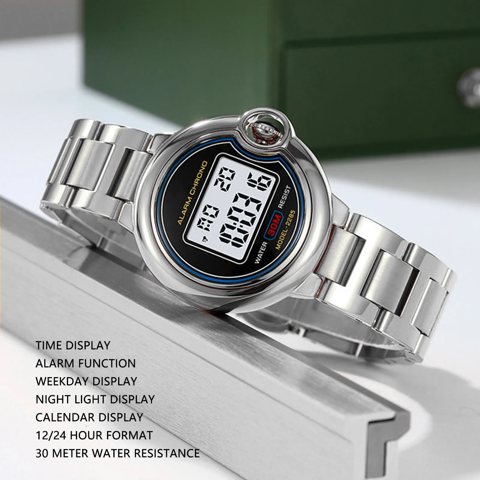 Women Wrist Watch Water Resistant Multifunctional Electronic Movement Digital Display Lady Outdoor Sports Wristwatch for Sport