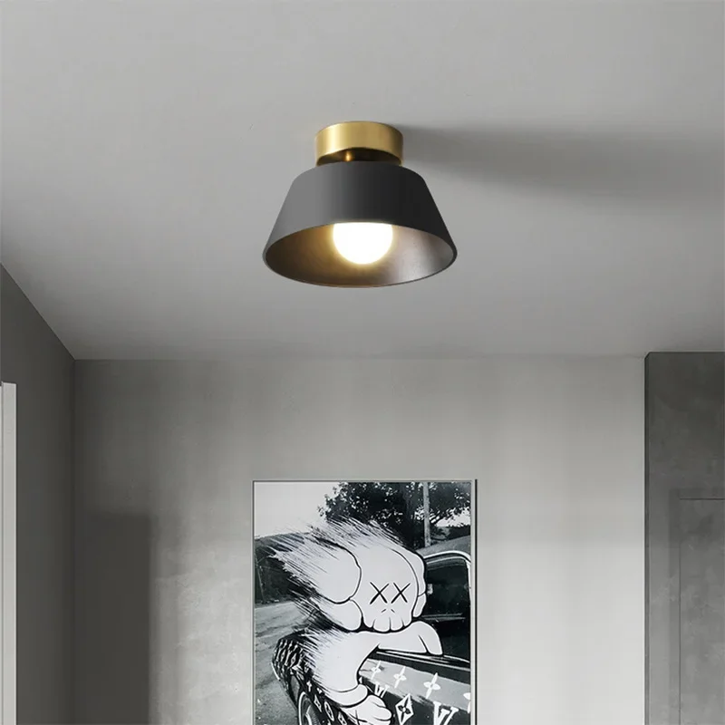 Nordic LED Ceiling Light Minimalist Black White E27 Iron Indoor Decorative Lamp For Bedroom Living Room Study Restaurant Fixture