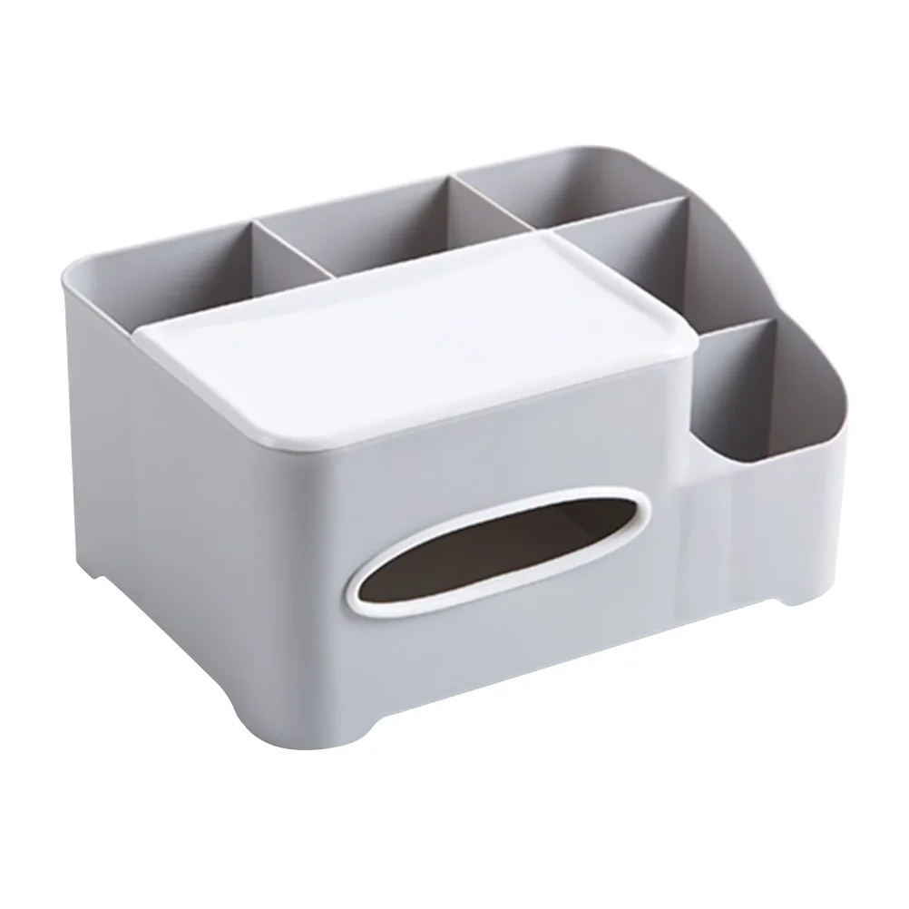 

Grey Desktop Storage Box PP Material Multifunction Tissue Makeup ganizer Lightweight Bathroom Supplies