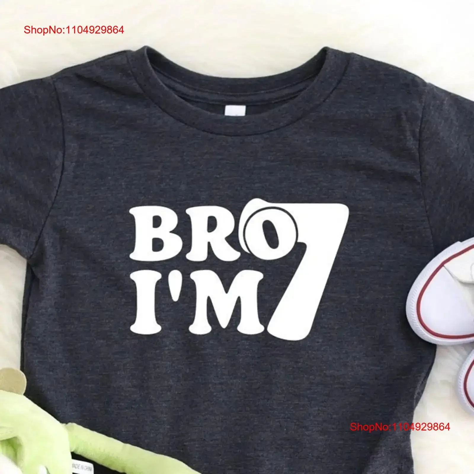 

Футболка Bro I'm 7. Вечеринка на 7-й день рождения I Am New Age GifT Boy Hello Seven винтажная стираная повседневная уличная одежда Удобная дышащая