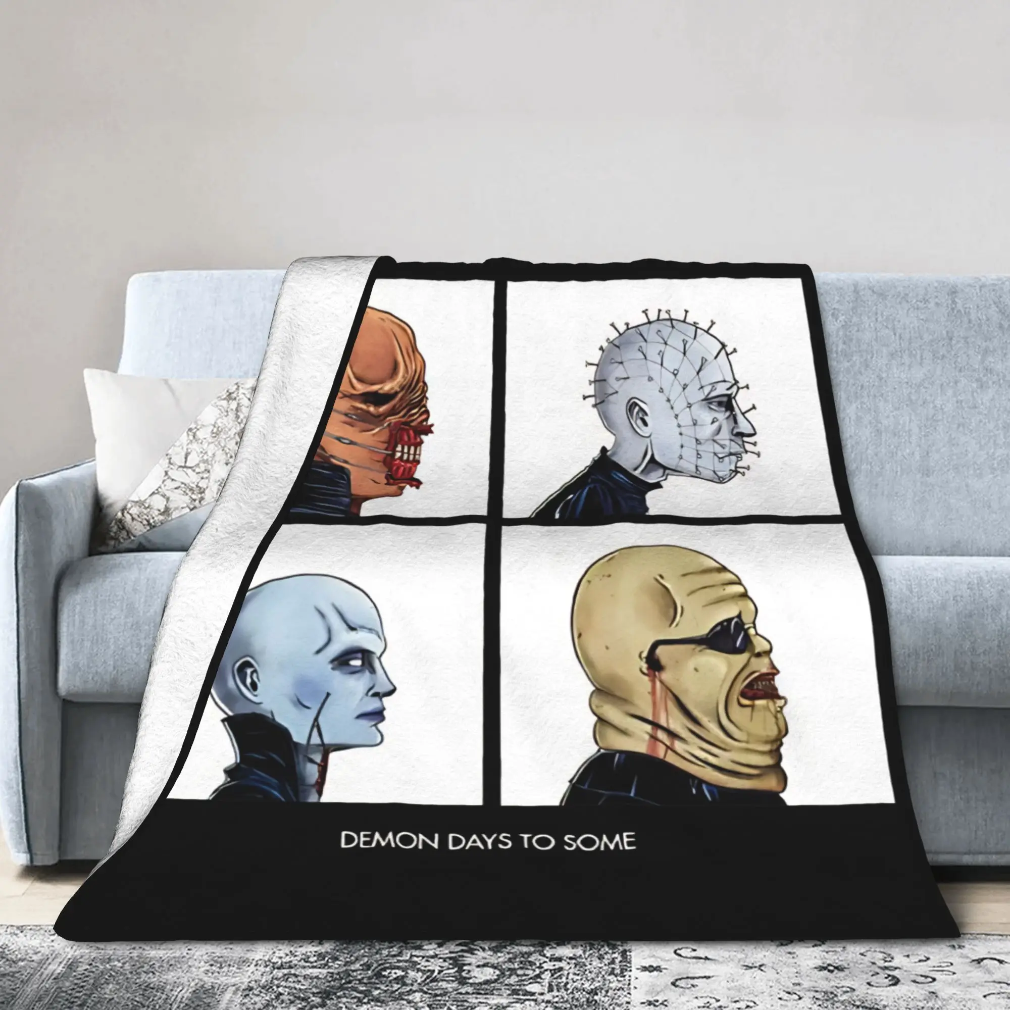 Horror Pinhead Movie Blanket Hellraisers Fleece Funny Warm Throw Blanket for Home All Season