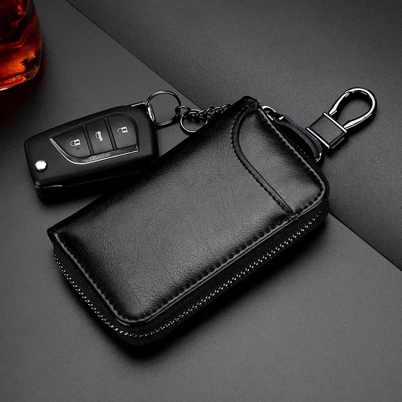 Brelok z prawdziwej skóry Unisex futerał na klucze wielofunkcyjny Organizer portfel etui inteligentny gospodyni mały samochód etui na klucze etui na klucze — zdjęcie 3