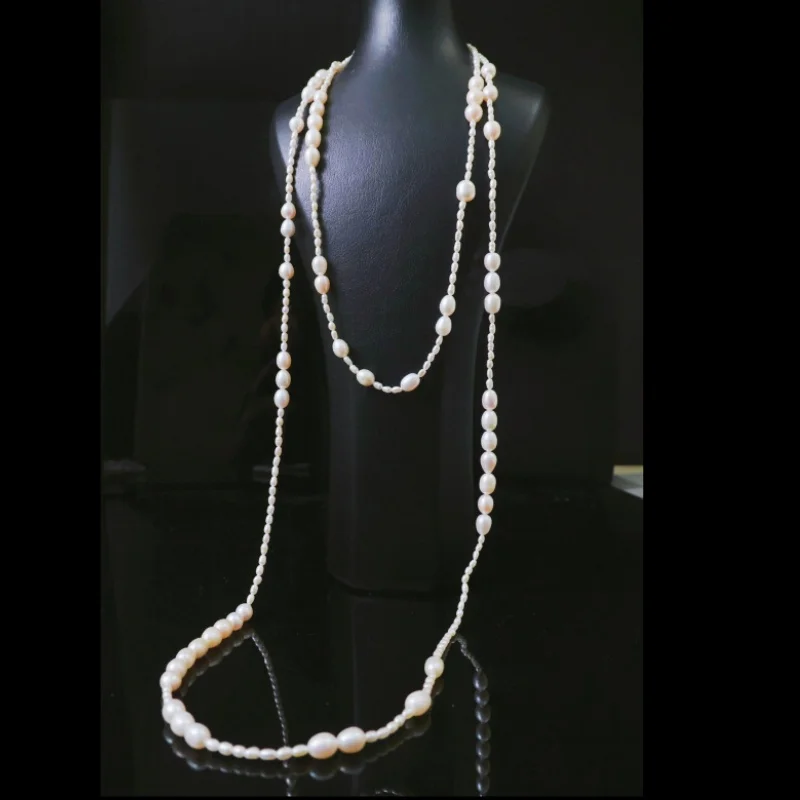 

SGARIT элегантное ожерелье из натурального белого рисового жемчуга для женщин, 14-каратное золото, пресноводный жемчуг длиной 120 см, ювелирные изделия