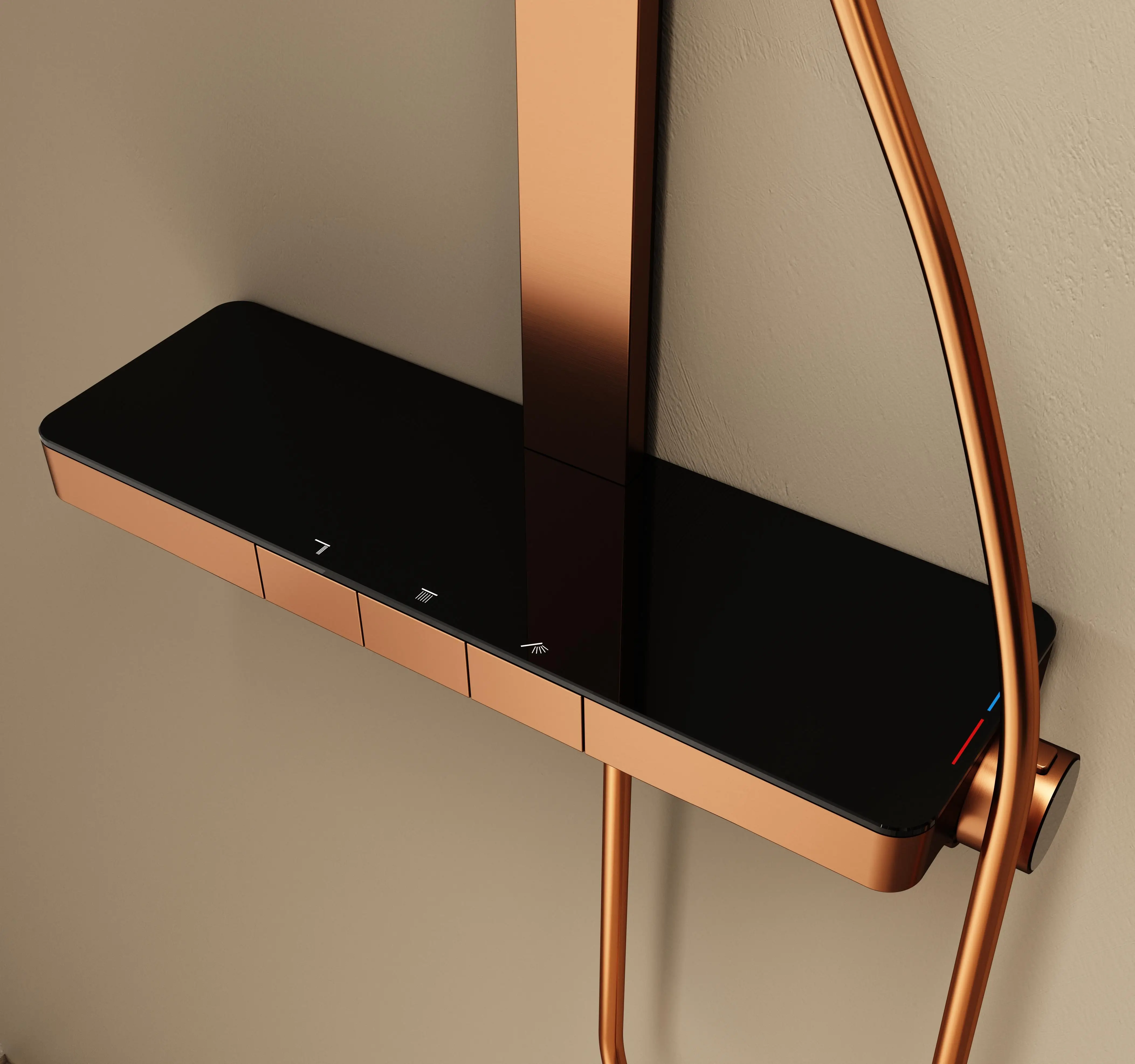 Exquisite  Rose Gold PVD Finish Polished Brass  Shower System Rain Shower Mixer  Faucet with Modern Design Single  Shower Head