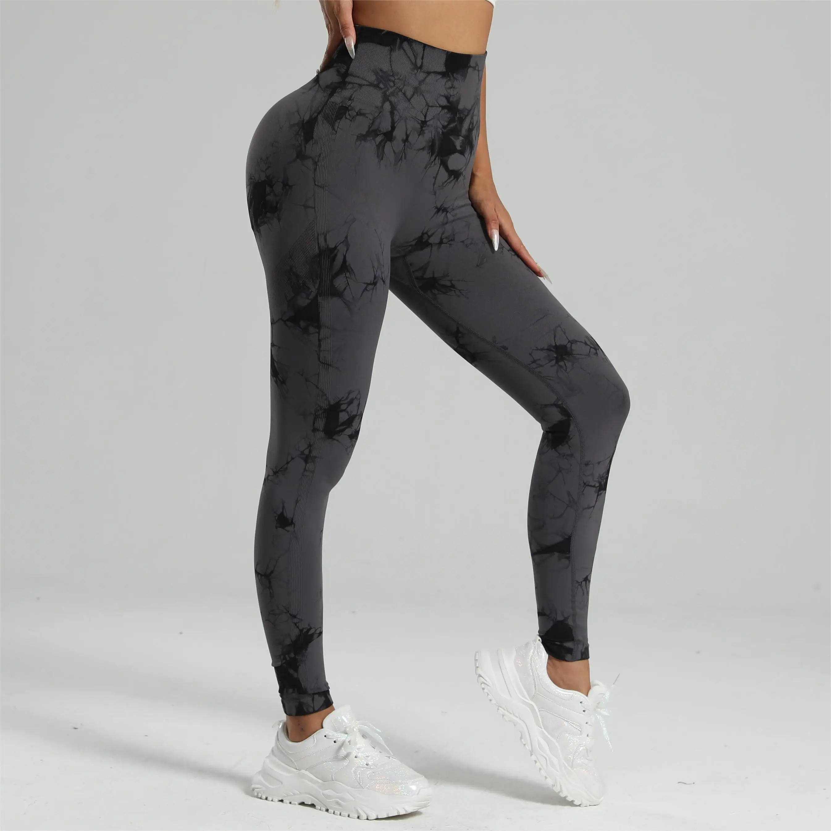 Women Tie Dye Gym Leggings Butt Yoga Pants Scrunch Sports Fitness Tights High Waist Workout Seamless Training Leggins S-XL