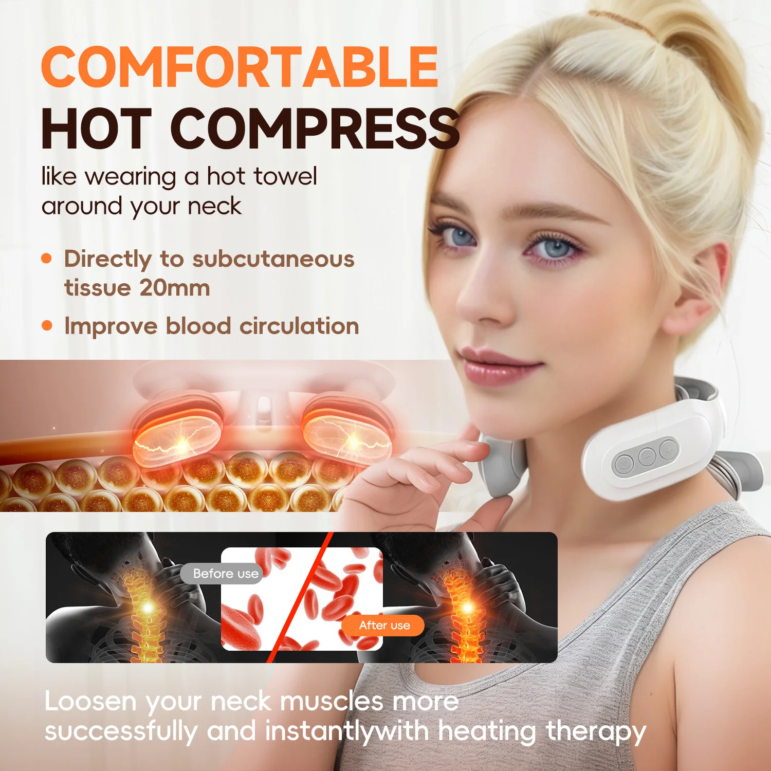 Electric 4D Neck Massager with 4 heads Heat-Shiatsu Deep Tissue Massage for Pain Relief USB Charging Cordless Portable for work image 4