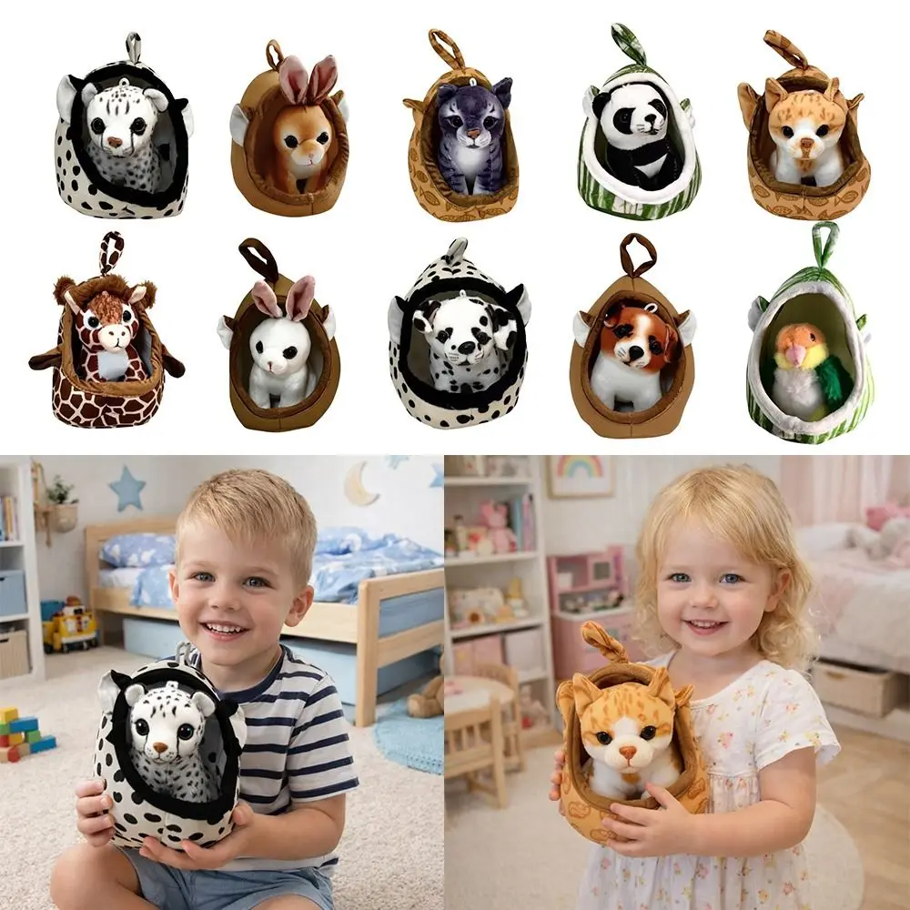 Cute Soft Simulation Animal Tiger Lion Pillow with Nest House Leopard Animal Birthday Gift