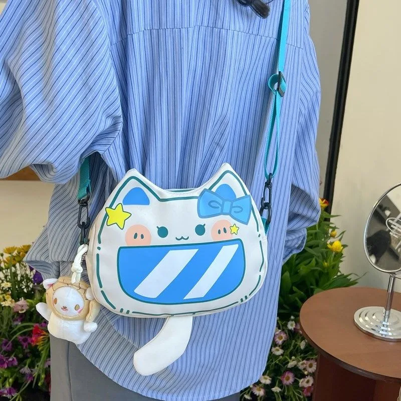 MBTI Cute Cat Shoulde Bag for Women Cartoon Small Fashion Print Elegant Handbag Popular All-match Designer Female Crossbody Bag