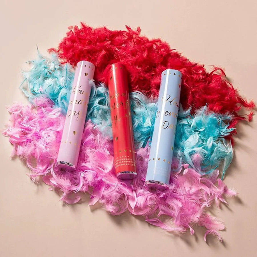 يده ريشة تحية مدفع السنة الجديدة هدية أنبوب حفلة البث المباشر لوازم الزفاف رذاذ بار الغلاف الجوي