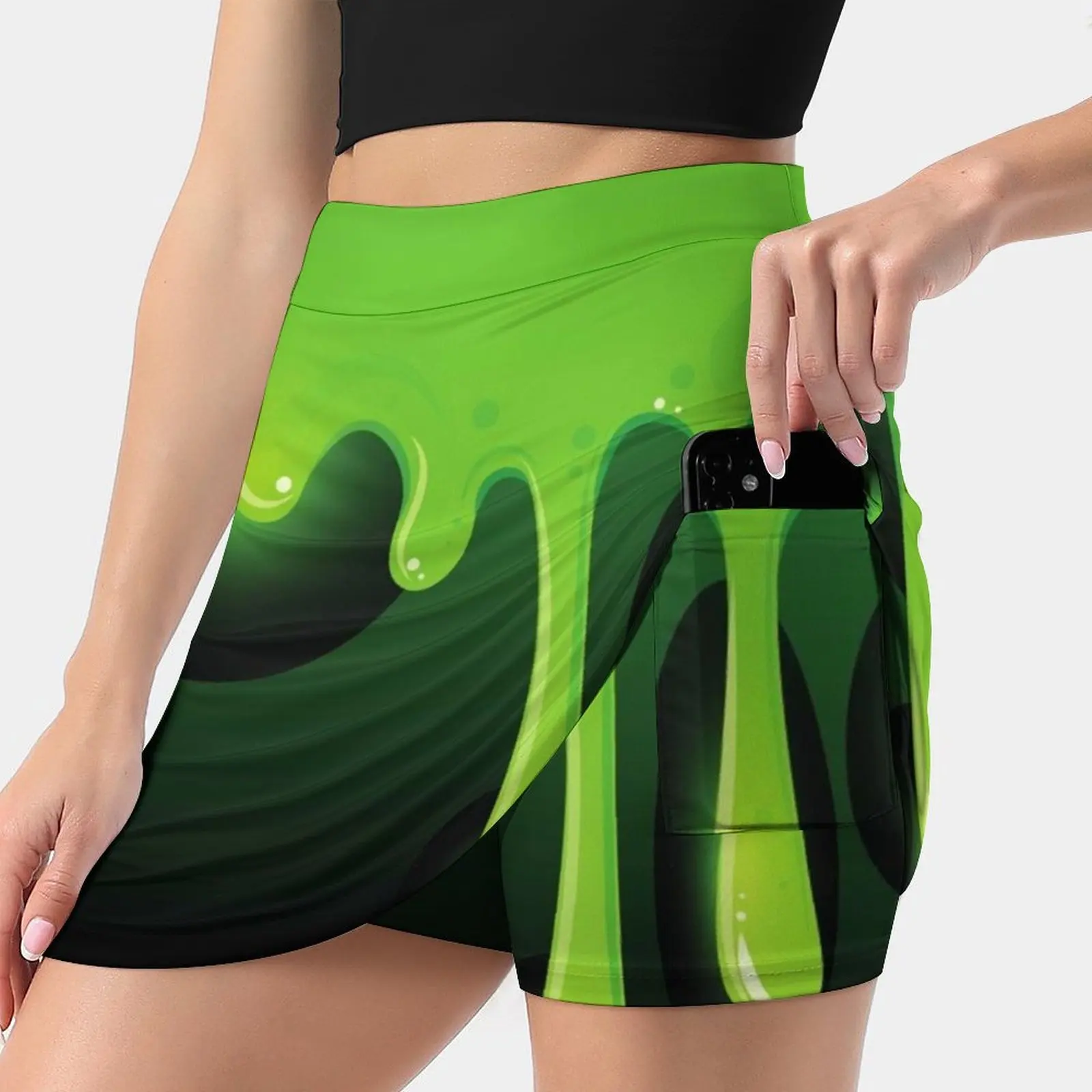 Acid Green Slime Women's skirt Sport Skort Skirt With Pocket Fashion Korean Style Skirt 4Xl Skirts Acid Green Slime Slime Acid