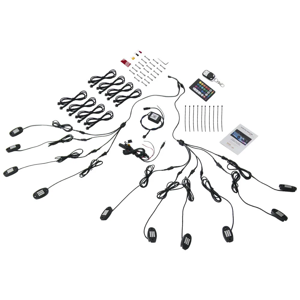 

10 светодиодных RGB-фонарей для внедорожников и квадроциклов, беспроводное управление музыкой через приложение