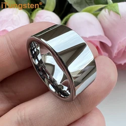 iTungsten 12mm 10mm Dropshipping Large Men Ring Shiny Tungsten Wedding Band Fashion Jewelry Pipe Cut Polished Comfort Fit