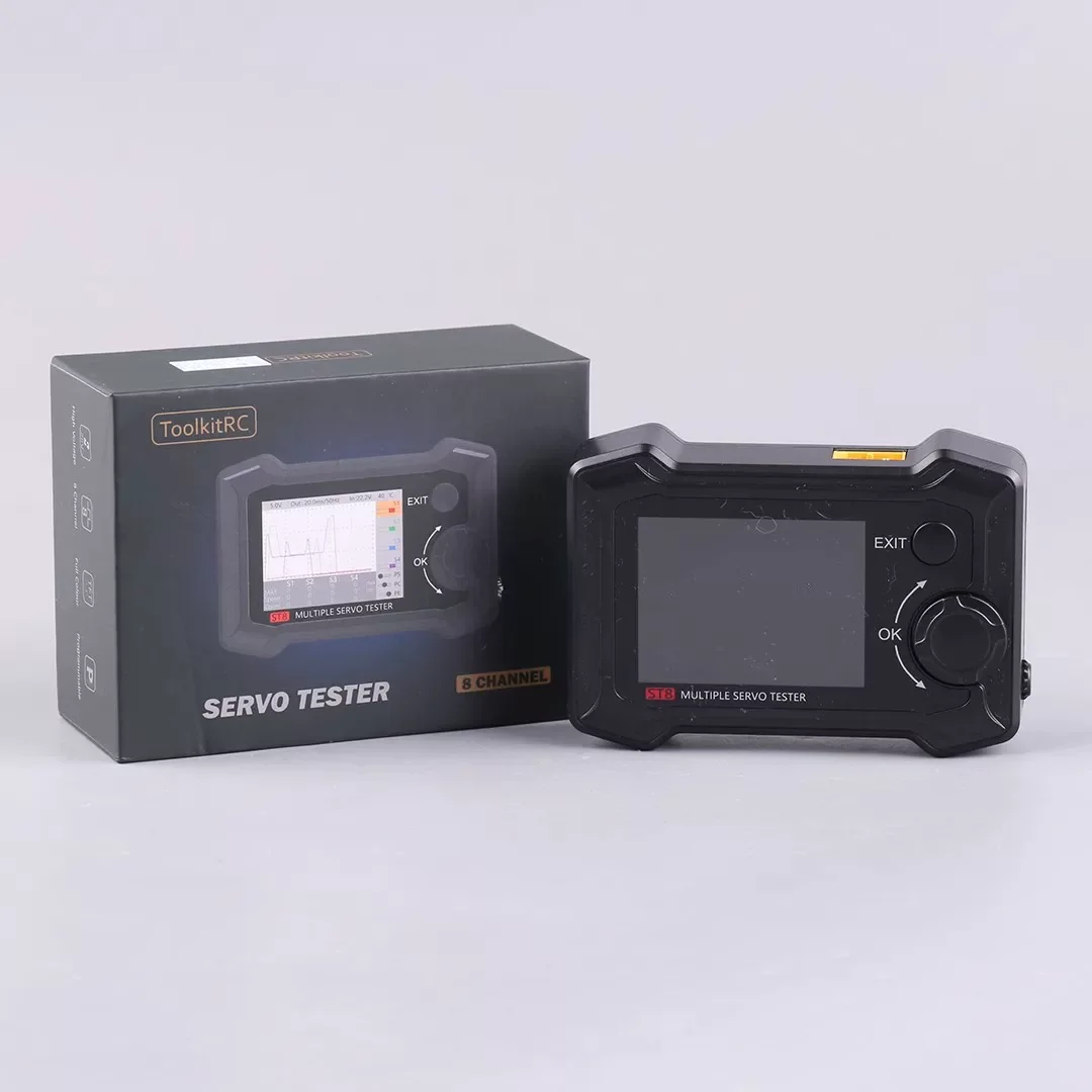 ToolkitRC ST8 8CH 100W 2A 7-28V LCD Servo Special Tester PWM/PPM/SBUS Signal Speed Liner Step Servo Analyzer With 4-Ways Indepen