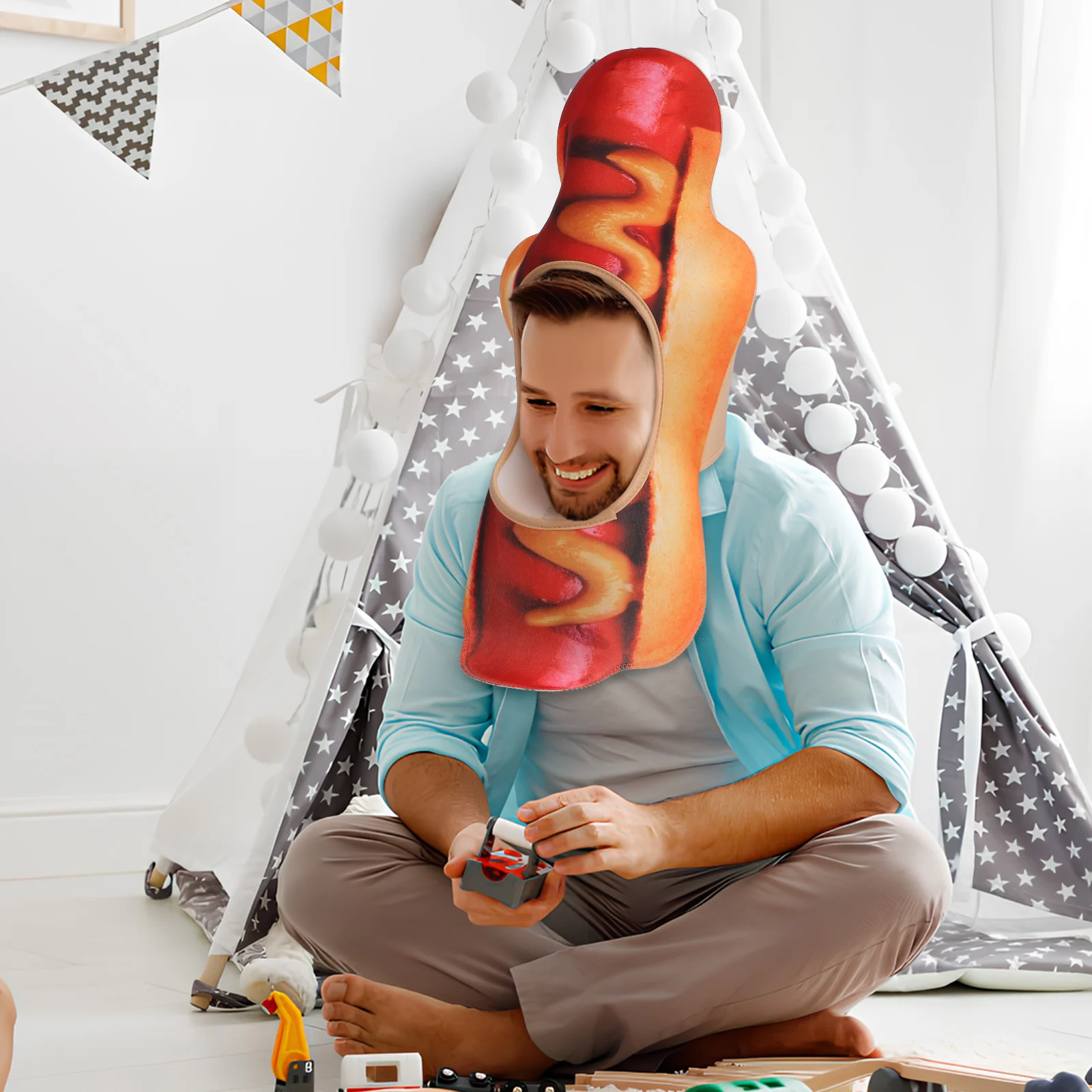 

Hot Dog Hat Novelty Hats for Adults Funny Costume Party Supplies Cool Decorations Soft Polyester Easy to Wear Food Theme
