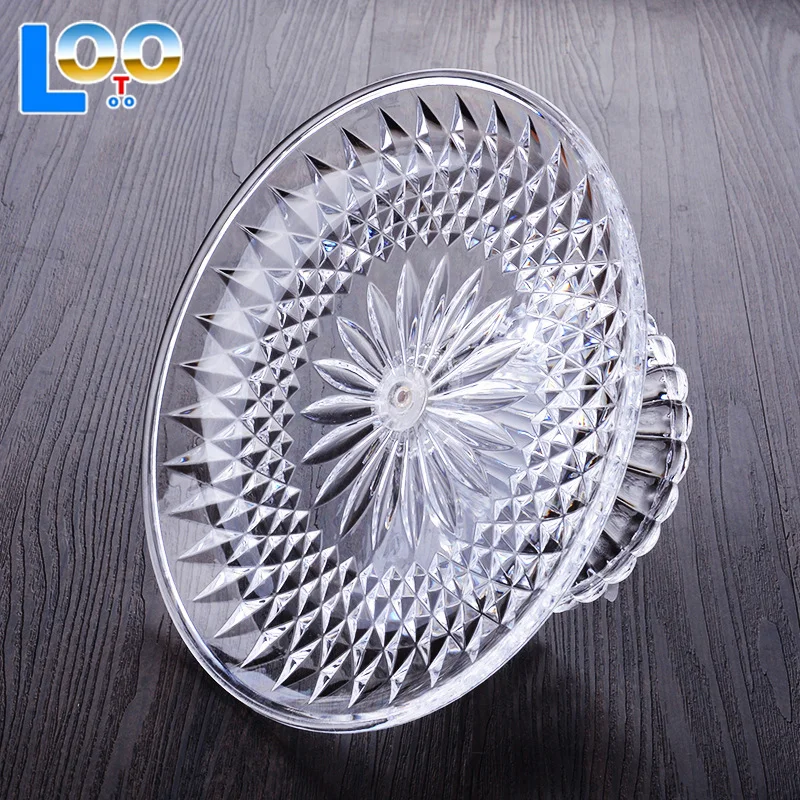 Acrylic Clear Serving Plates Fruit Dessert Salad Tray Cupcake Display Stand Round Dinner Plate Kitchen Supplies