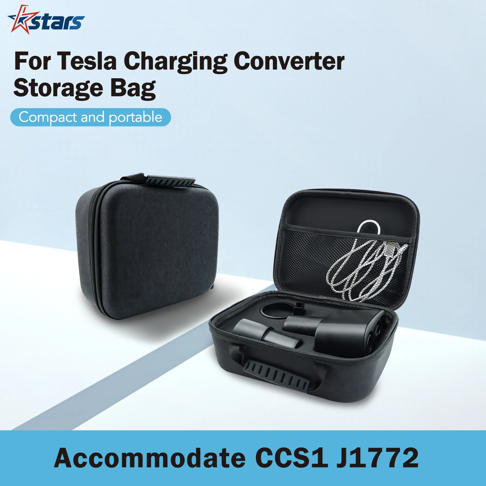 For Tesla CCS1 J1772 Charger Adapter Bag Mini Handbag Waterproof Travel Organizer Box Compact Bag Protect Box For Electric Car
