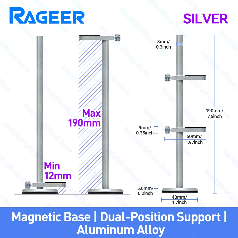 

RAGEER Aluminum Alloy Graphics Video Card GPU Jack Desktop PC Case Anti-slip Magnetic Base Bracket Cooling Kit Video Card Holder
