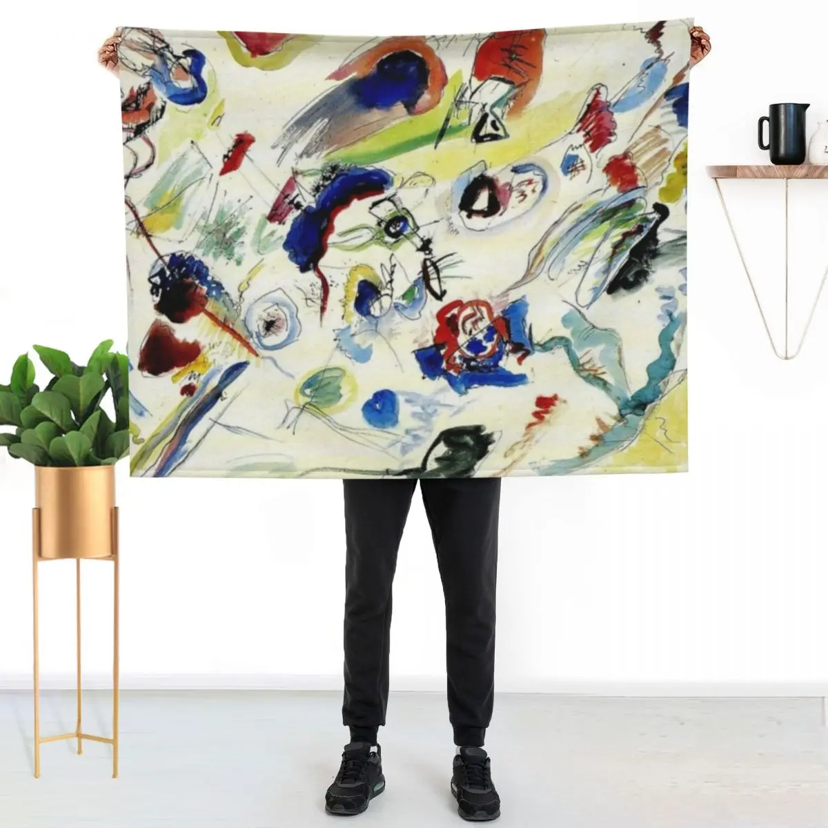 Kandinsky First Abstract Watercolor - Première Abstraction Throw Blanket cosplay anime Bed linens Heavy Designers Blankets