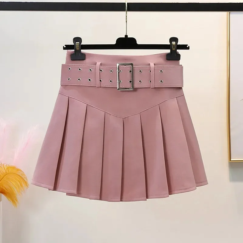 

Vintage Pink Pleated Skirt Women Kawaii High Waist Mini Skirts Korean Fashion School Uniform Harajuku Streetwear Spring