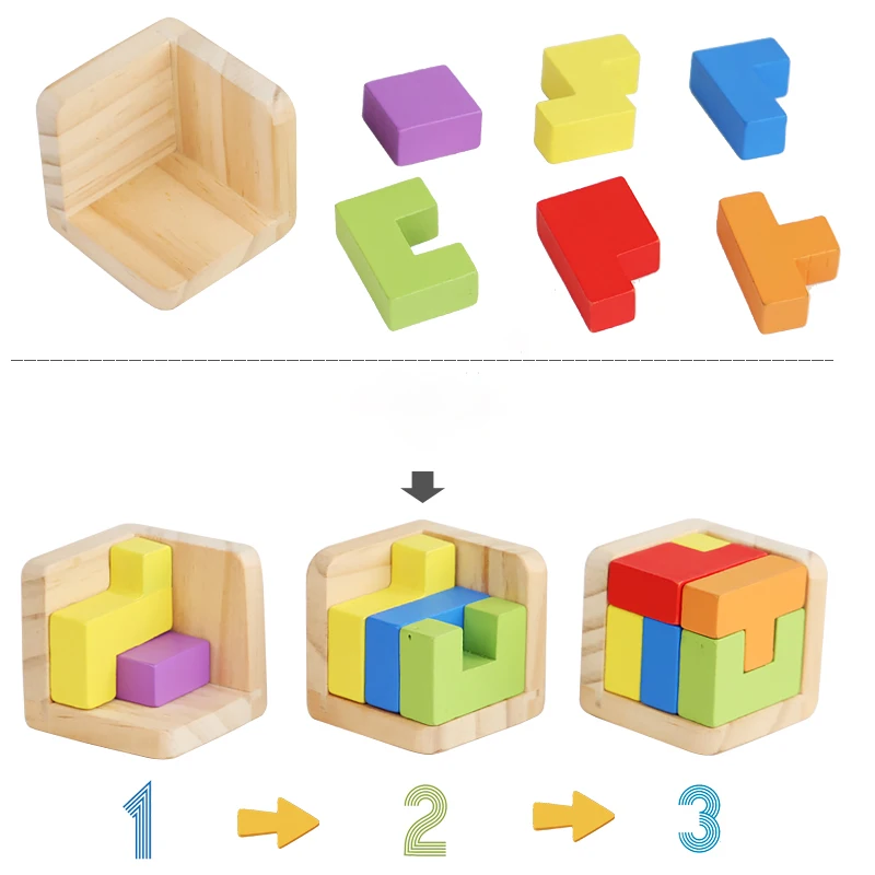 بازل أطفال خشبي ثلاثي الأبعاد مكعب مونتيسوري ألعاب تعليمية الدماغ الذكاء العقل لعبة التعلم المبكر هدايا ممتعة للأطفال