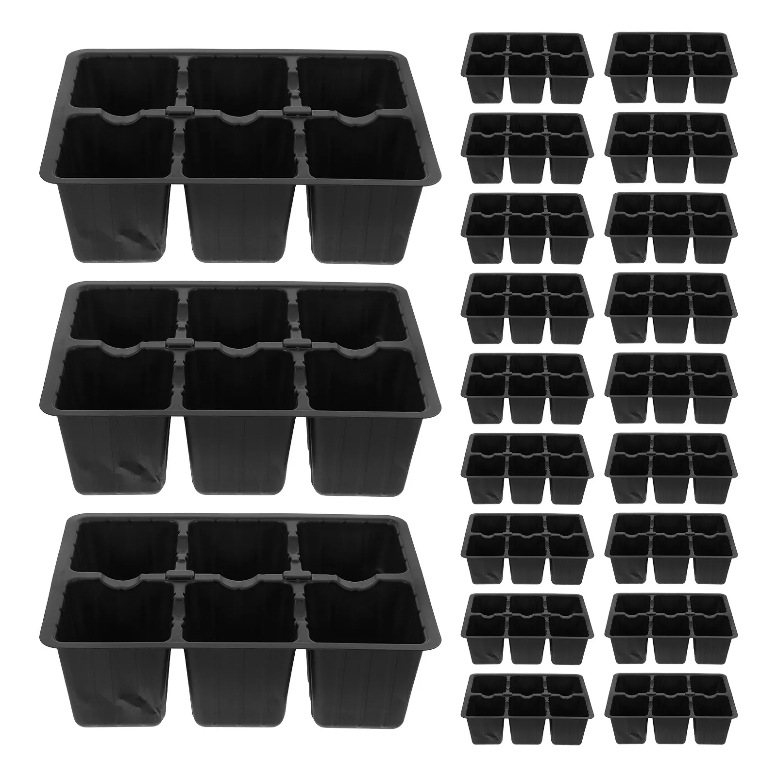30Pcs Black Plastic Seedling Trays Flat Bottom Drainage Holes Seed Starter Indoor Garden Vegetable Flower Plant Care