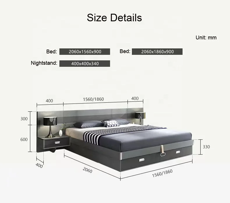 منصة تجميل خشبية عالية المستوى مجموعة أثاث غرفة النوم الهيدروليكية الفاخرة بحجم كينغ إطار سرير حائط ميرفي مع أدراج