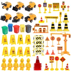 Mini Construction Vehicles Construction Cake Toppers Mini Traffic Signs Small Dump Truck Excavator Toy Construction Party Favors