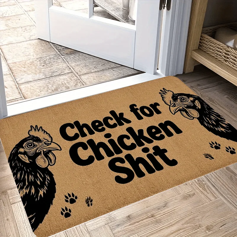 Check for Chicken Shit Doormat Funny Humor Quote Non-Slip Indoor Outdoor Entry Mat for Home Farmhouse Decor-mendian