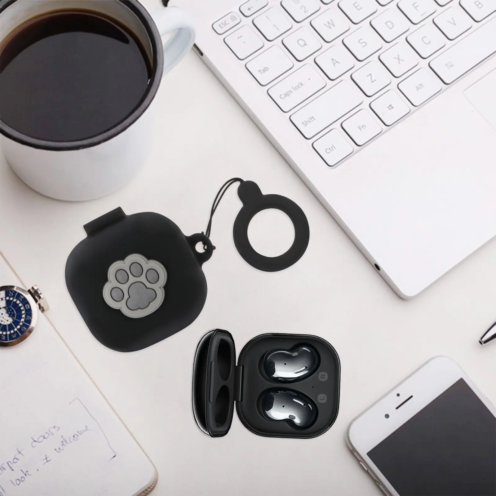 1Pcs Premium Silicone Earphone Case Compact Handheld Design Scratch Resistant Non Deformable Hanging Ring for Wireless Earbuds