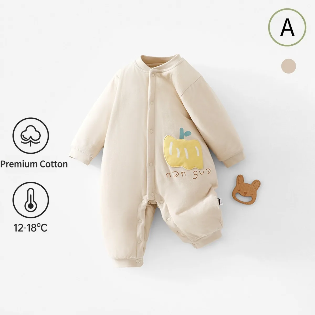 Winter Baby Romper Soft Cotton Padded Long Sleeve Onesie Thermal Infant Toddler Jumpsuit for Boys Girls 0-18M with Cartoon Patch
