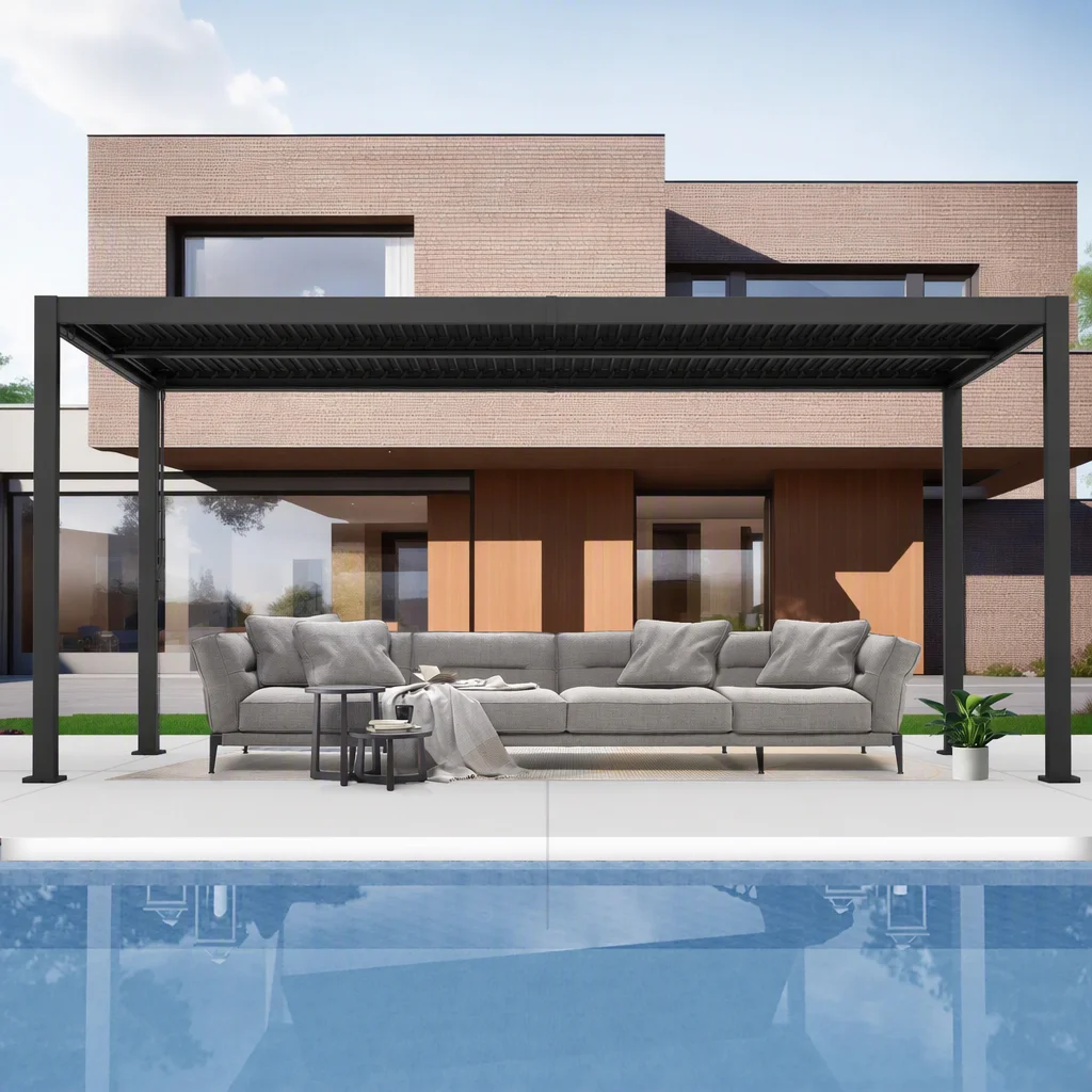 GYS Aluminum Louvered Pergola With Adjustable Roof Rainproof Gazebo Outdoor Patio Garden Yard Wholesale OEM Supplier