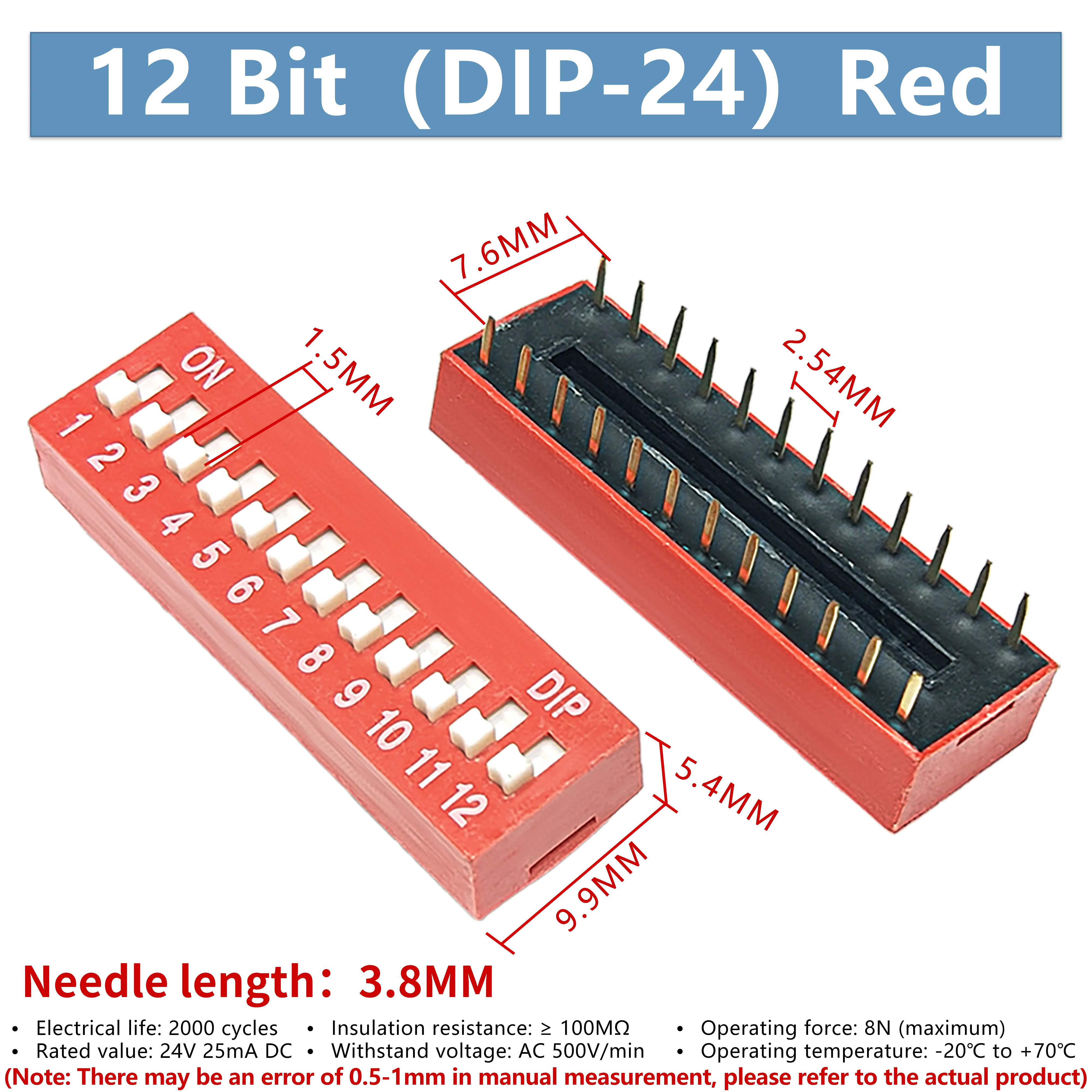 DSWB12LHGET 2.54mm spacing 12-position direct insertion DIP/toggle switch 10 pieces