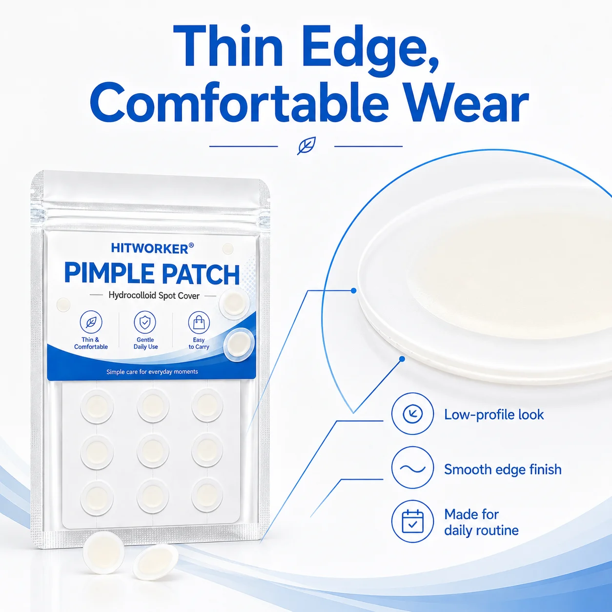 15PCS Hydrocolloid Pimple Patches, Thin & Comfortable Spot Covers, Gentle Daily Use, Easy to Carry Face Care Patches