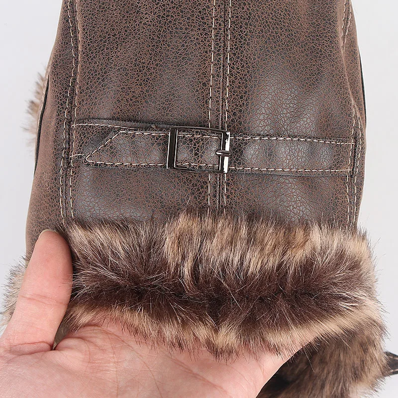 Hat Male Autumn and Winter Thunder Feng Hat Imitation Leather Outdoor Windproof Riding Hat Female Ear Protection Warm Pilot Hat