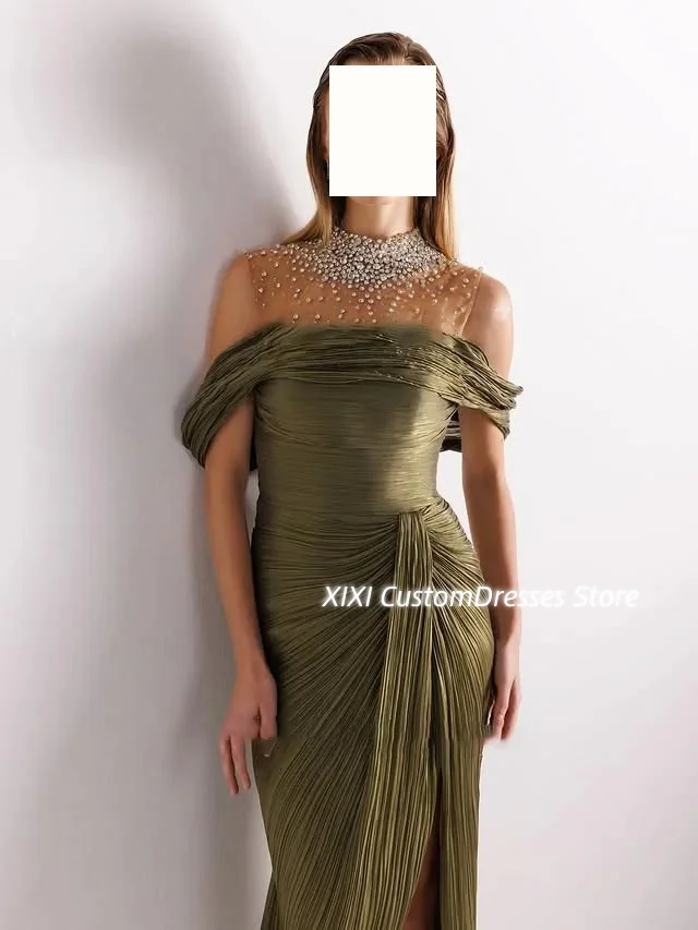 Beadings فستان حفلات الزفاف Роскошные вечерние платья трапециевидной формы с открытыми плечами, 2022, с короткими рукавами, длиной до пола, жилет на молнии