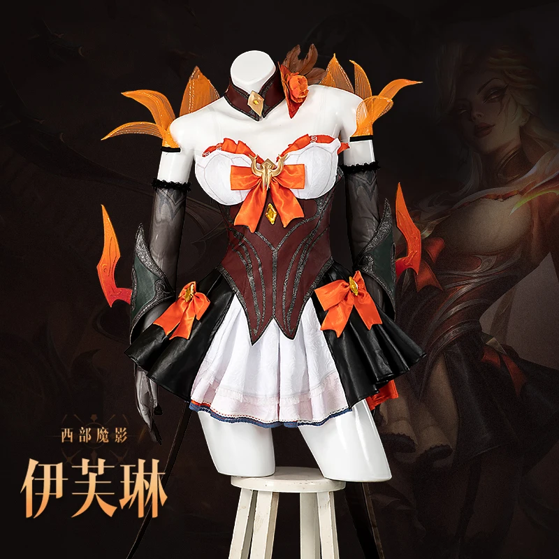 Game LOL Cos Evelynn Cosplay Sexy western devil's shadow strapless Skirt suit Women Costume A