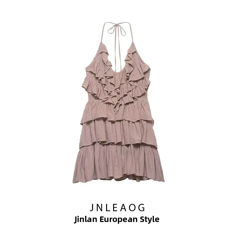 Fashionable Layered Decoration Collar Dress Spring New Arrival Women's Clothing JNLEAOG Stylish Neck Hanging Design Polyester...