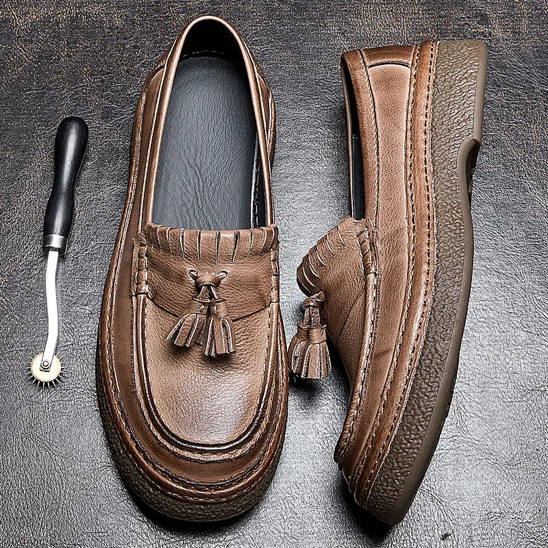 

Men'S Cowhide Natural Leather Casual Shoes Comfortable Classic Moccasins Men Luxury Footwear On Sale
