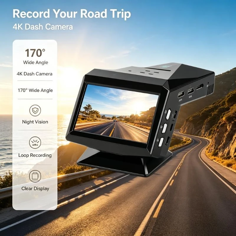 170 Angle Night Vision Dash Cam Supports 4K Hd 1080P Recording For Daily Driving Traffic Accident Video Evidence Saving