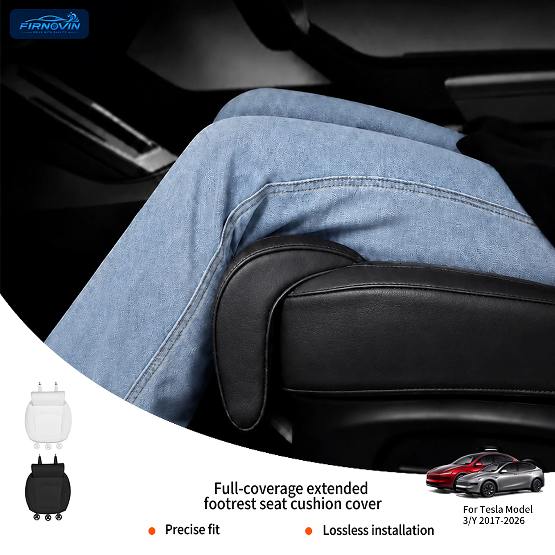 For Tesla Model 3 2017-2026 Model Y 2020-2026 Leg Support Extension Seat Cover Memory Foam Extender Cushion Interior Accessories