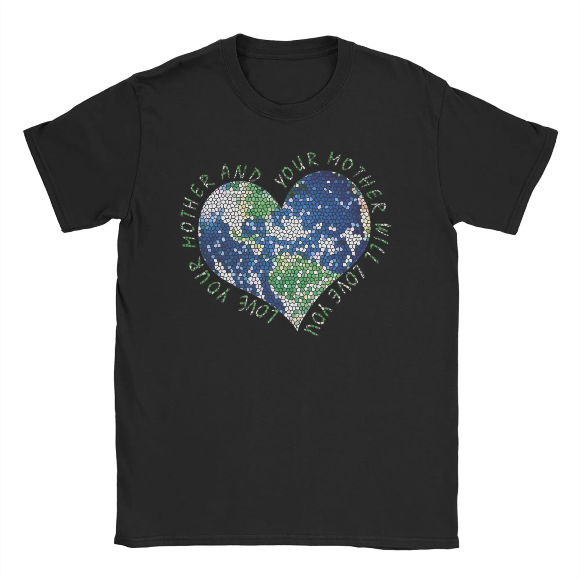 Camiseta Dia da Terra: Ame a Terra com o Coração da Mãe - Camisetas Divertidas de Manga Curta em Algodão para Homens e Mulheres, Tamanhos Grandes