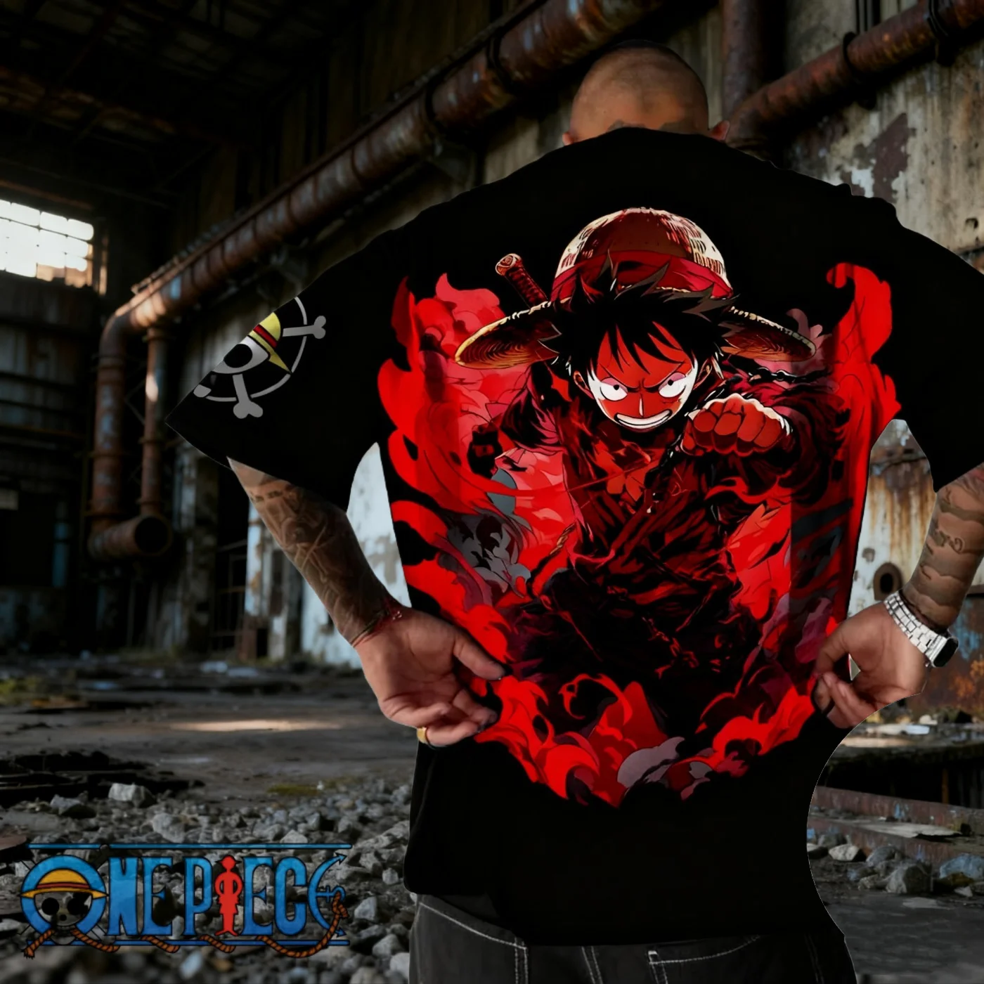 

2025 Anime Luffy One Piece Harajuku Men Summer T-Shirt Loose-Fit Retro Streetwear Women Casual Oversized Short-Sleeve Unisex Top