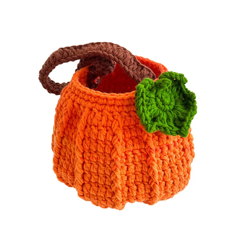 

New Tote Bag Handmade Woven Pumpkin Bag Handbag Slung Women Bag Bucket Bag Creative Large Capacity Purse Sac Bolsa Feminina