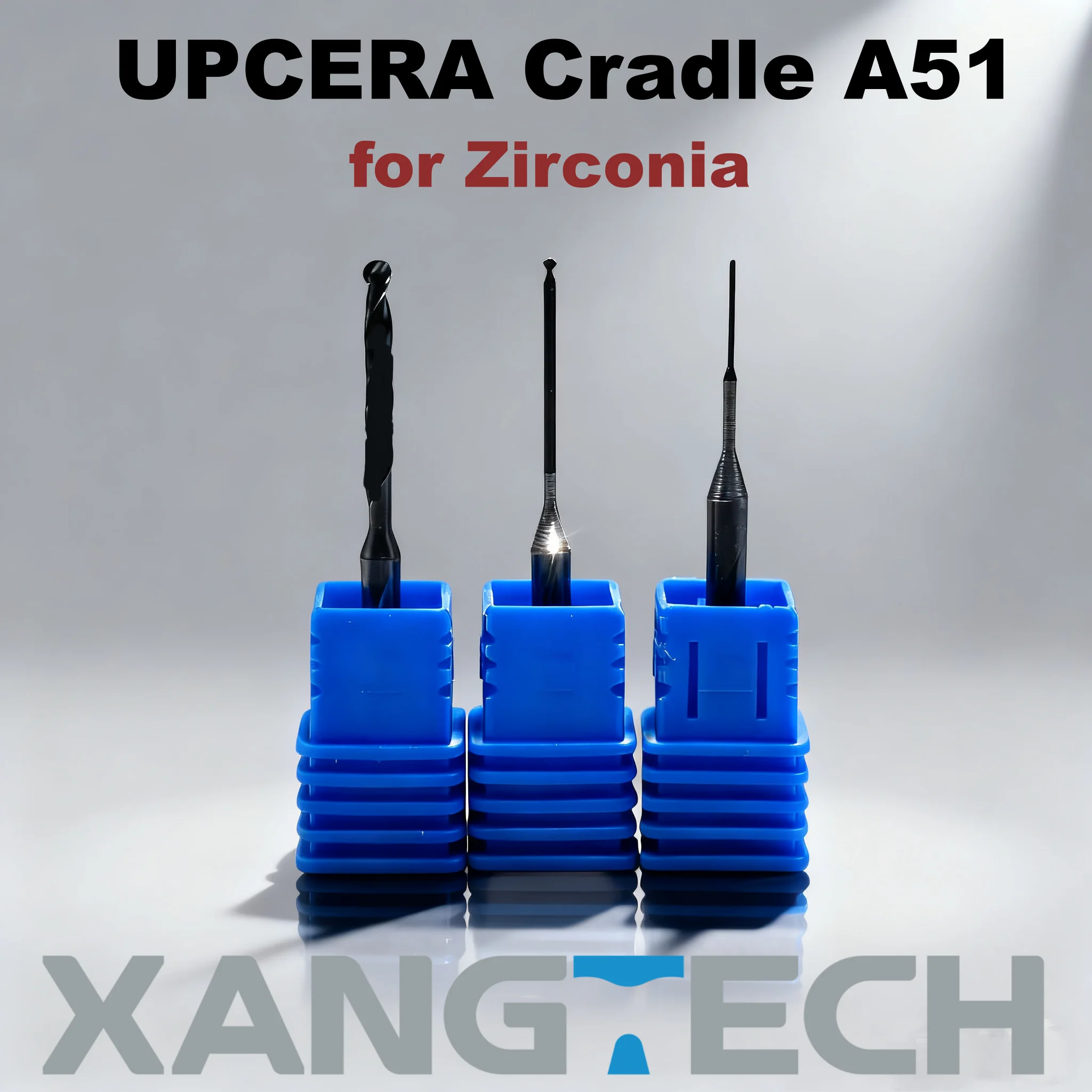 XANGTECH UPCERA Cradle A51 Zirconia Milling Bur D3 Diamond Coating DC 0.6/1.0/2.0mm for Dental Lab CAD CAM Milling Cutters