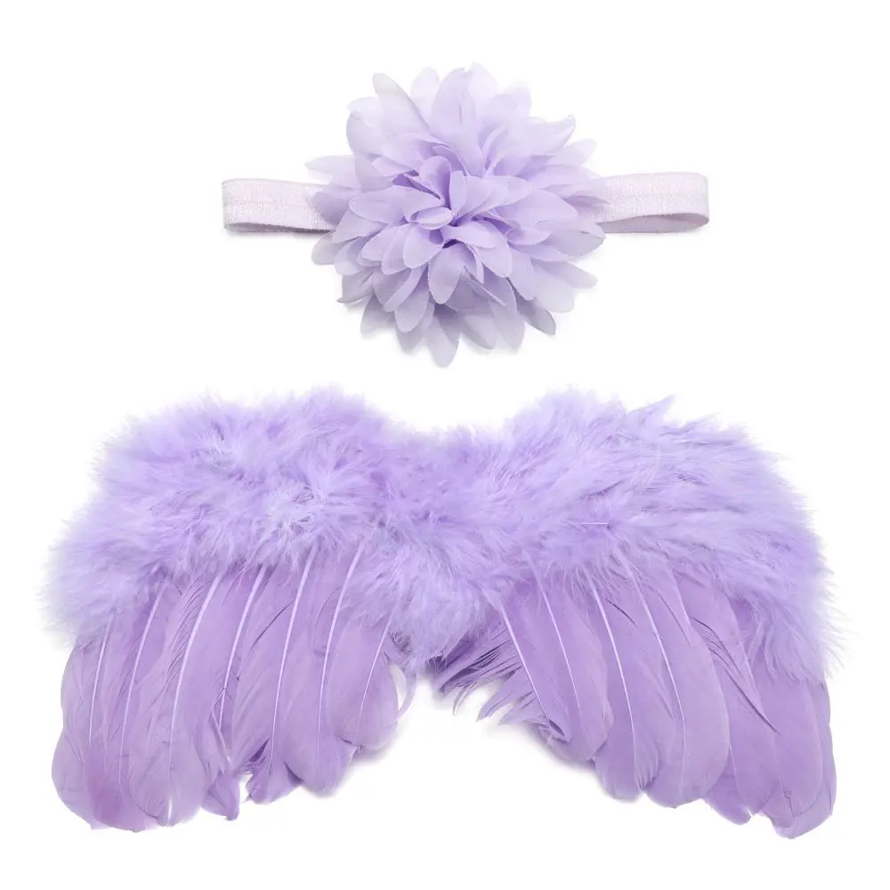 New Newborn Photography Accessories Angel Wing Baby Photo Props Feather Wing Costumes For Infants Girls Headwear Kids Dress