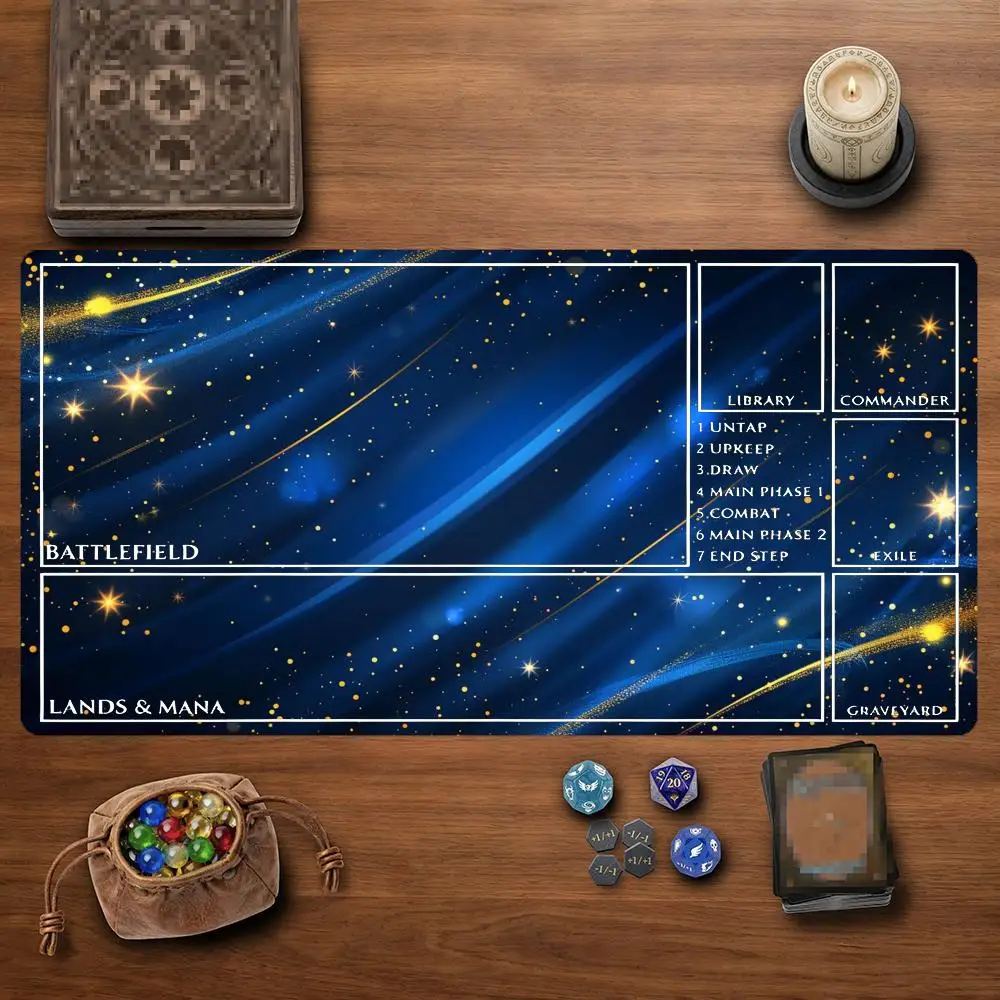 Starry Galaxy Stream TCG Playmat 35X60CM Large Size Magic Card Battle Mat NonSlip Durable Stitched Edge Tabletop Game Playmat