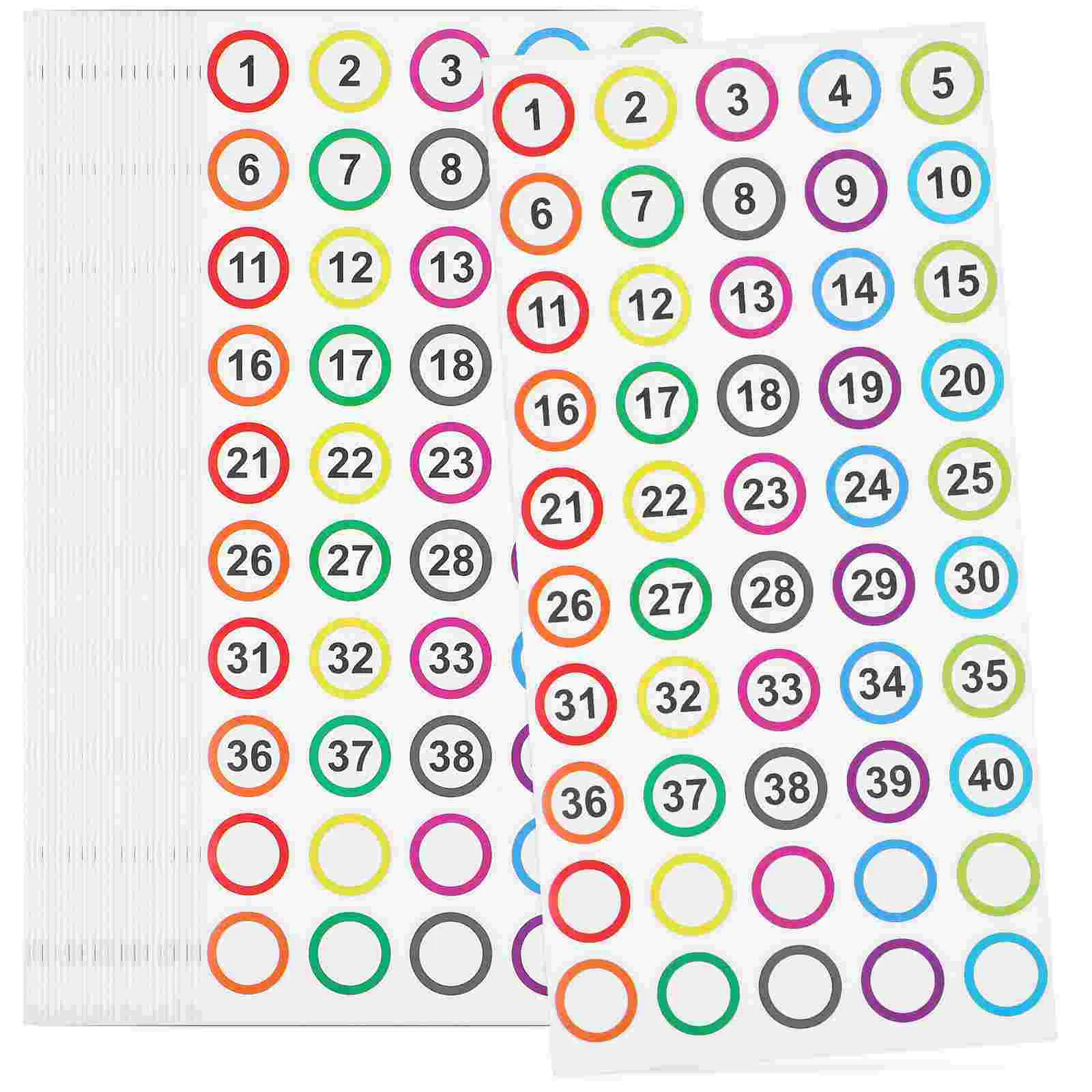 50 Sheets Small Number Stickers from 1-40 Labels Classification Numbers Paper Numbered Sign